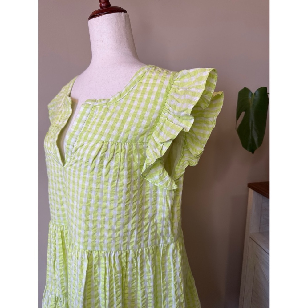Roller Rabbit Remi Gingham Pippa Dress Size XL Lime Green - Picture 3 of 5